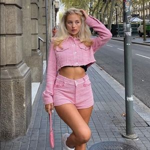 Pink tweed Zara set